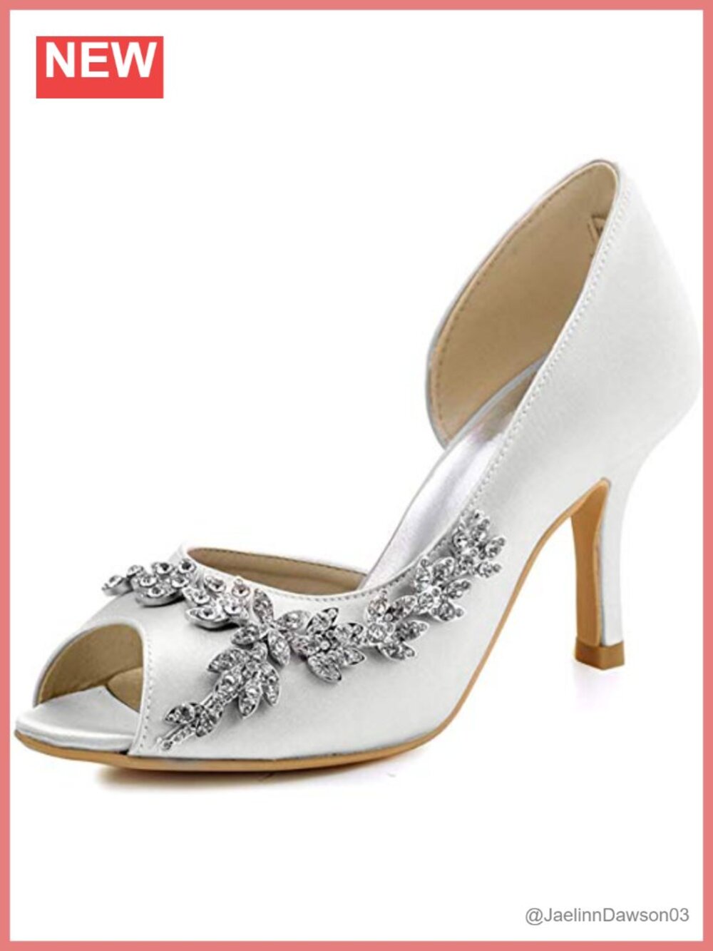 Satin Rhinestone Peep Toe Heels Women's High Heel Wedding Bridal Pumps